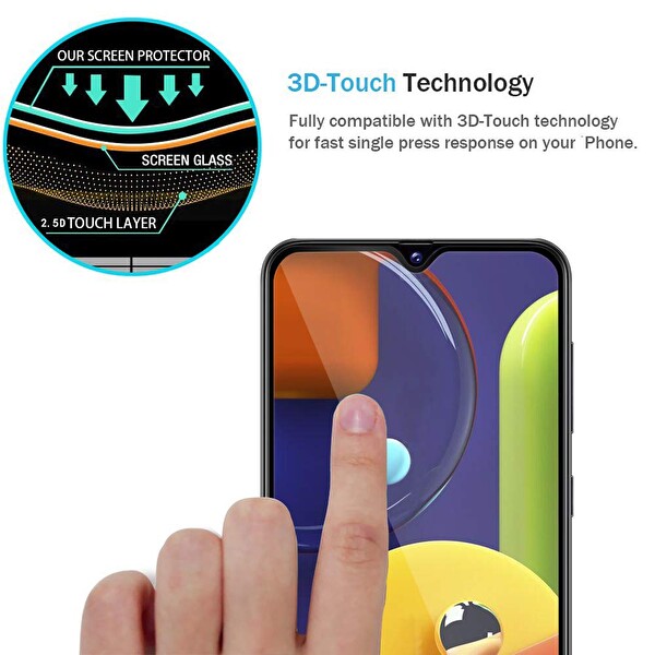 Microsonic Samsung Galaxy A50s Tam Kaplayan Temperli Cam Ekran Koruyucu Siyah