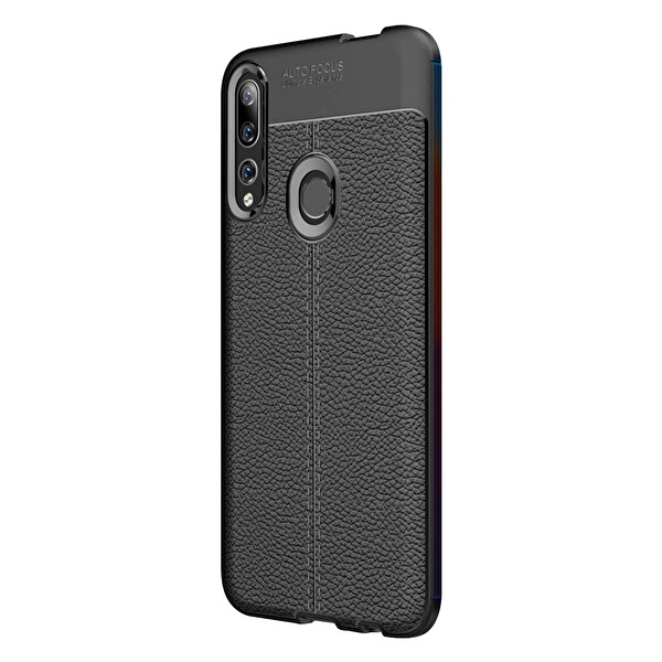 Microsonic Huawei Y9 Prime 2019 Kılıf Deri Dokulu Silikon Siyah