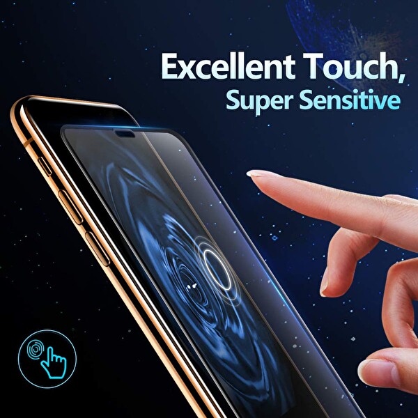 Microsonic Apple Iphone 11 Pro Max (6.5'') Tam Kaplayan Temperli Cam Ekran Koruyucu Siyah