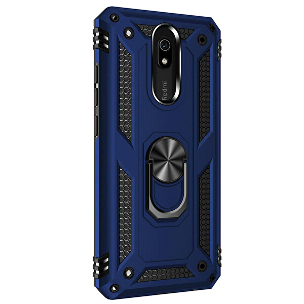 Microsonic Xiaomi Redmi 8a Kılıf Military Ring Holder Lacivert