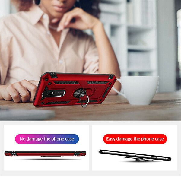 Microsonic Xiaomi Redmi 8a Kılıf Military Ring Holder Lacivert