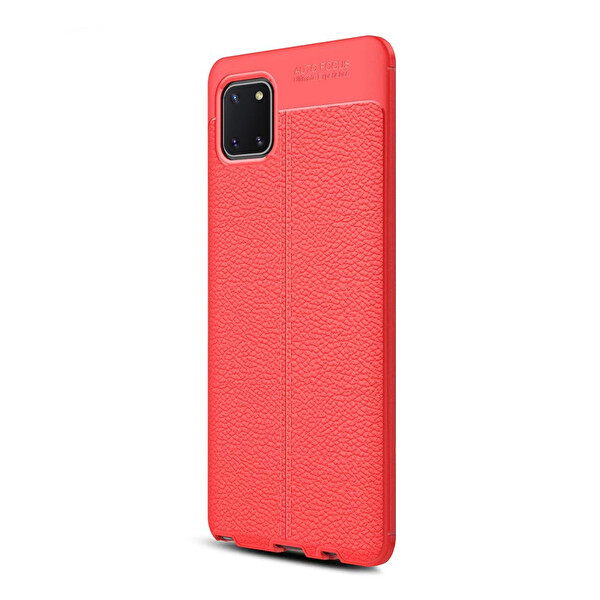 Microsonic Samsung Galaxy A81 (note 10 Lite) Kılıf Deri Dokulu Silikon Kırmızı