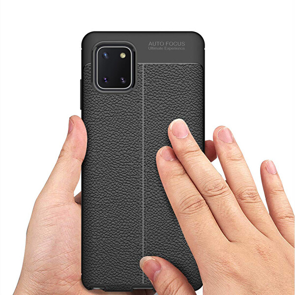 Microsonic Samsung Galaxy A81 (note 10 Lite) Kılıf Deri Dokulu Silikon Kırmızı