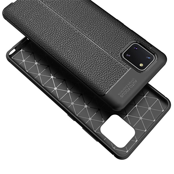 Microsonic Samsung Galaxy A81 (note 10 Lite) Kılıf Deri Dokulu Silikon Kırmızı
