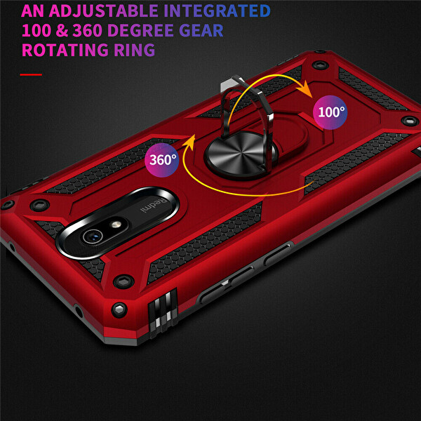 Microsonic Xiaomi Redmi 8a Kılıf Military Ring Holder Siyah