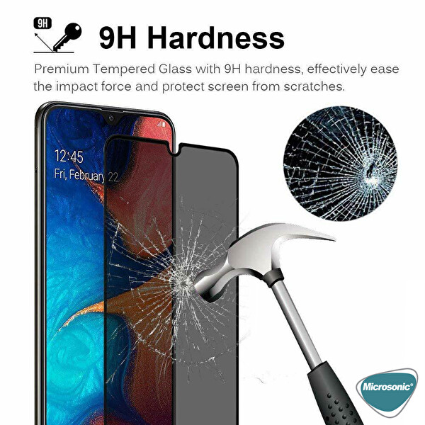 Microsonic Samsung Galaxy M10s Privacy 5d Gizlilik Filtreli Cam Ekran Koruyucu Siyah