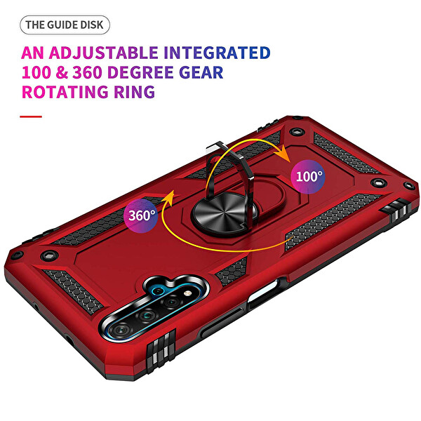 Microsonic Huawei Nova 5t Kılıf Military Ring Holder Lacivert