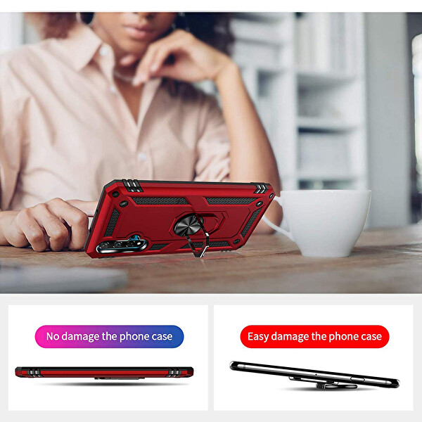 Microsonic Huawei Nova 5t Kılıf Military Ring Holder Lacivert