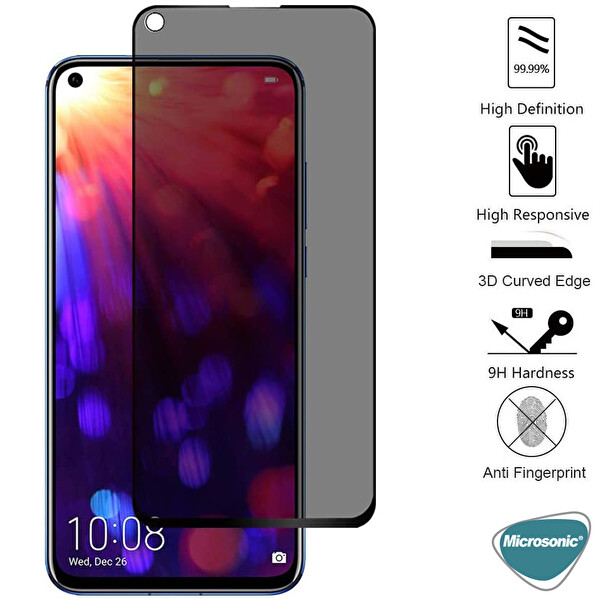 Microsonic Huawei Honor 20 Privacy 5d Gizlilik Filtreli Cam Ekran Koruyucu Siyah
