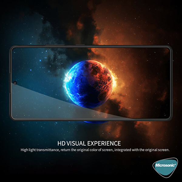 Microsonic Samsung Galaxy A91 Tam Kaplayan Temperli Cam Ekran Koruyucu Siyah