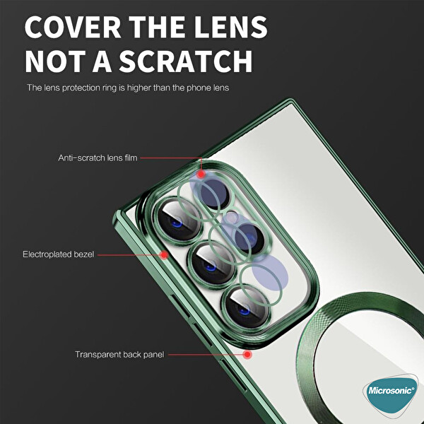 Microsonic Samsung Galaxy S23 Ultra Kılıf Magsafe Luxury Electroplate Gümüş