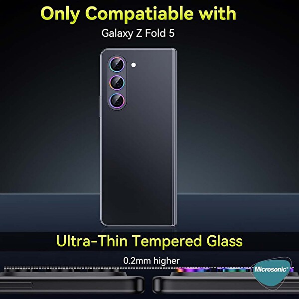 Microsonic Samsung Galaxy Z Fold 5 Tekli Kamera Lens Koruma Camı Gold