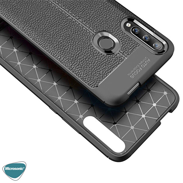 Microsonic Huawei Honor 9x Kılıf Deri Dokulu Silikon Kırmızı