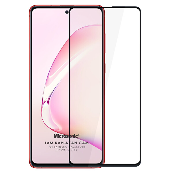 Samsung Galaxy Note 10 Lite Tam Kaplayan Temperli Cam Ekran Koruyucu Siyah