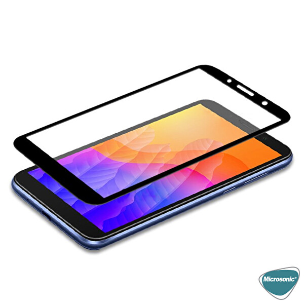 Microsonic Huawei Y5p Tam Kaplayan Temperli Cam Ekran Koruyucu Siyah