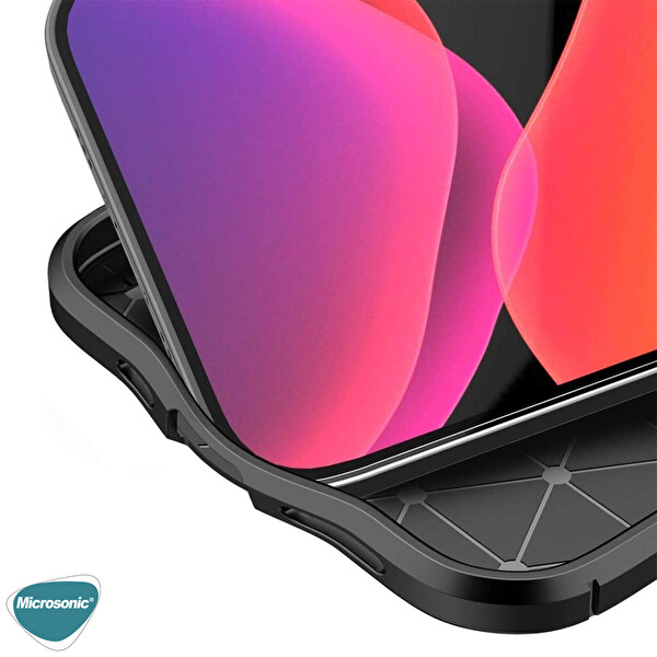 Microsonic Apple Iphone 12 Kılıf Deri Dokulu Silikon Lacivert