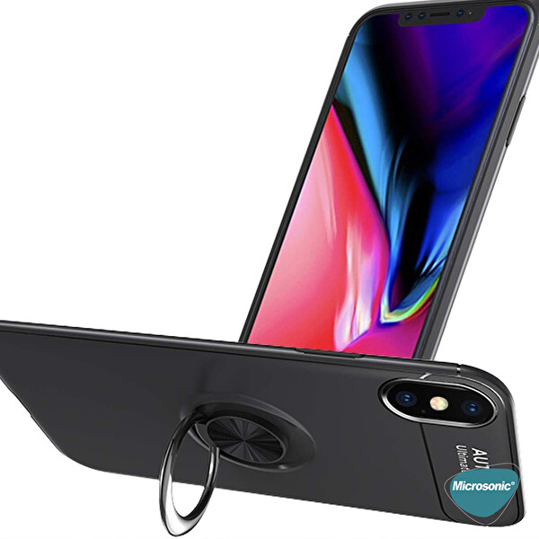 Microsonic Apple Iphone Xs Max Kılıf Kickstand Ring Holder Kırmızı