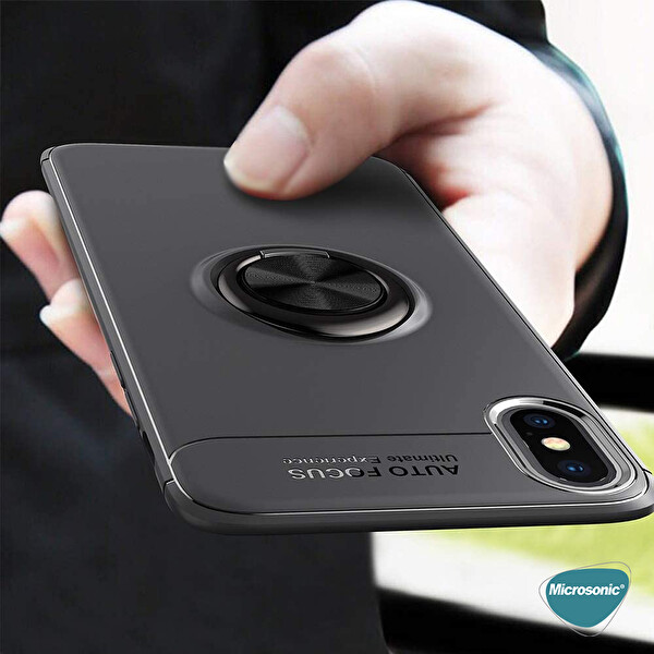 Microsonic Apple Iphone Xs Max Kılıf Kickstand Ring Holder Kırmızı