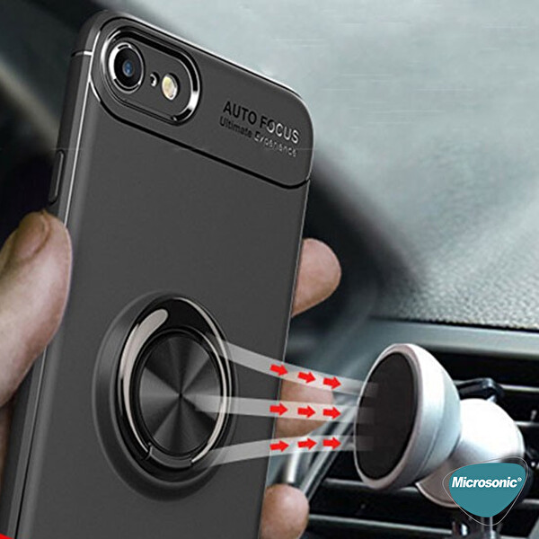 Microsonic Apple Iphone 6s Plus Kılıf Kickstand Ring Holder Siyah