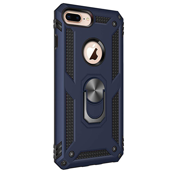 Microsonic Apple Iphone 7 Plus Kılıf Military Ring Holder Lacivert