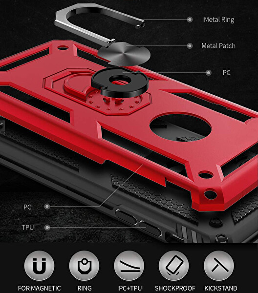 Microsonic Apple Iphone 7 Plus Kılıf Military Ring Holder Lacivert