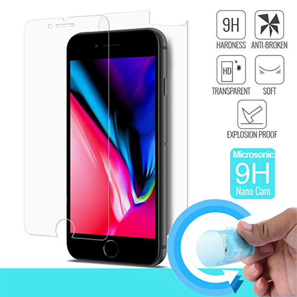 Microsonic Apple Iphone 8 Plus Ön + Arka Nano Cam Ekran Koruyucu Kırılmaz Film
