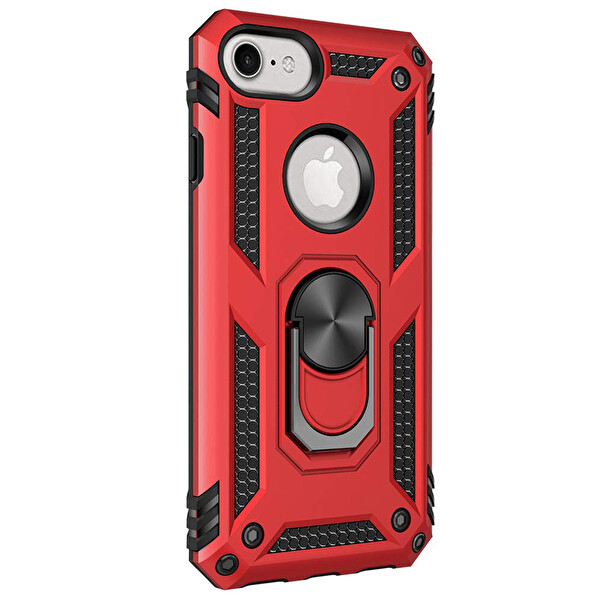 Microsonic Apple Iphone 6s Plus Kılıf Military Ring Holder Kırmızı