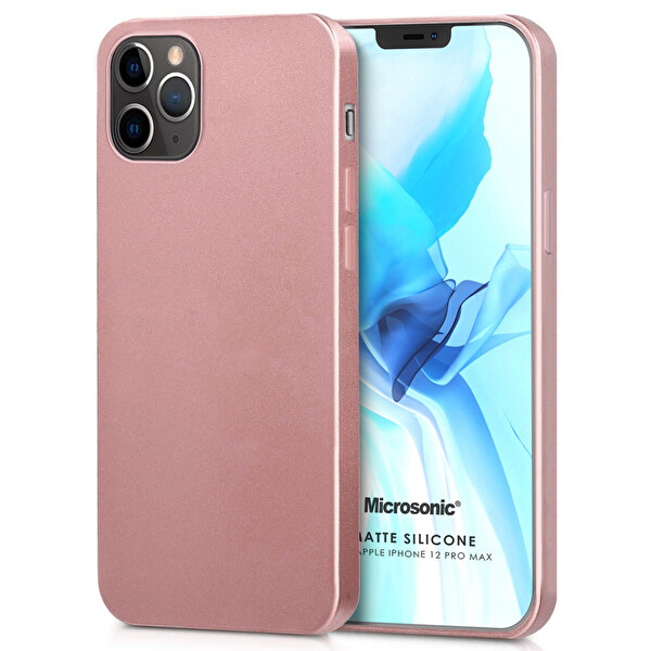 Microsonic Matte Silicone Apple Iphone 12 Pro Max Kılıf Rose Gold