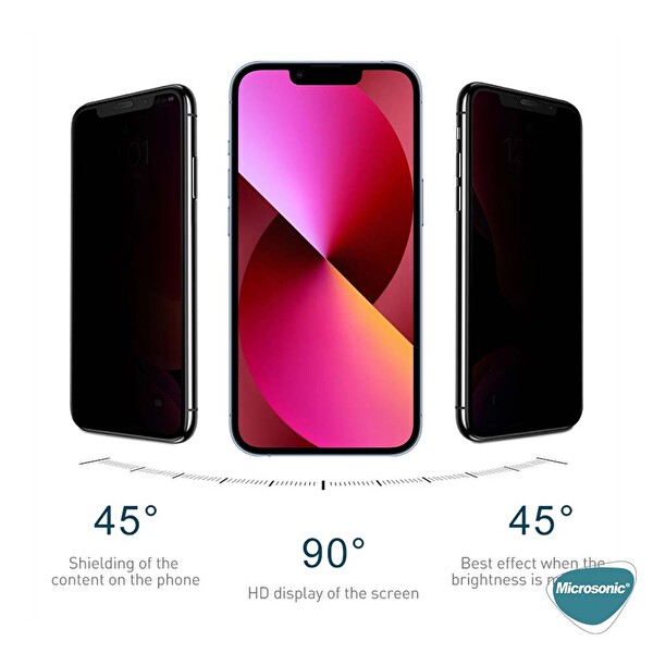 Microsonic Apple Iphone 13 Pro Max Privacy 5d Gizlilik Filtreli Cam Ekran Koruyucu Siyah