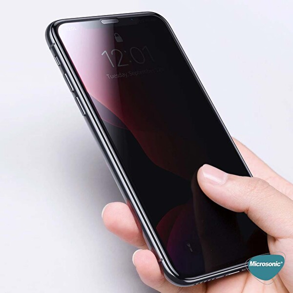 Microsonic Apple Iphone 13 Pro Max Privacy 5d Gizlilik Filtreli Cam Ekran Koruyucu Siyah