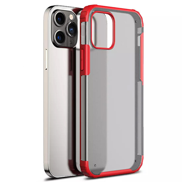 Microsonic Apple Iphone 12 Pro Max Kılıf Frosted Frame Kırmızı