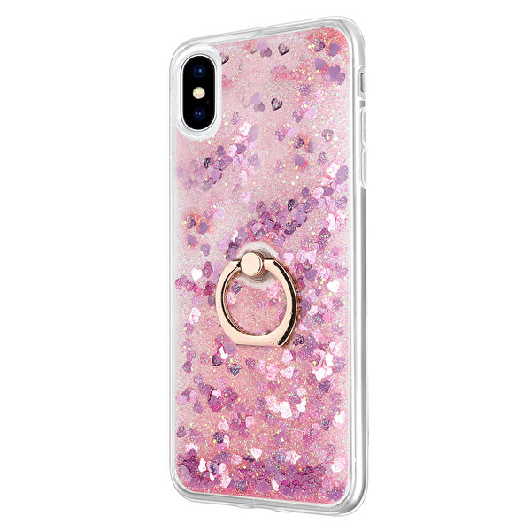 Microsonic Apple Iphone X Kılıf Glitter Liquid Holder Pembe