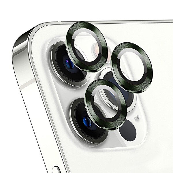 Microsonic Apple Iphone 14 Pro Tekli Kamera Lens Koruma Camı Koyu Yeşil