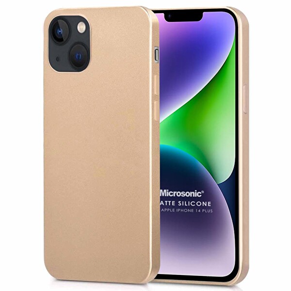 Microsonic Matte Silicone Apple Iphone 14 Plus Kılıf Gold