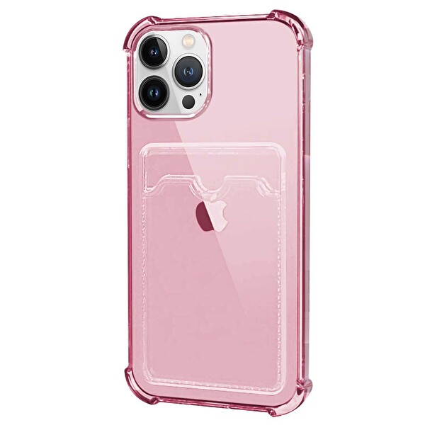 Microsonic Apple Iphone 13 Pro Max Card Slot Shock Kılıf Pembe