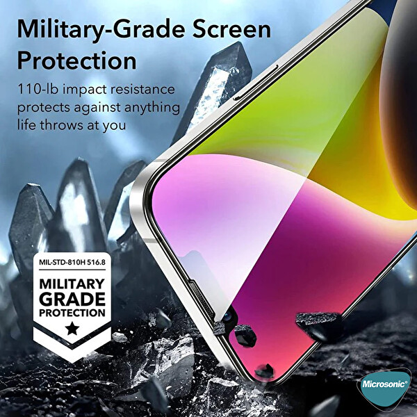 Microsonic Apple Iphone 15 Magic Uygulama Aparatlı Tam Kapatan Ekran Koruyucu Siyah