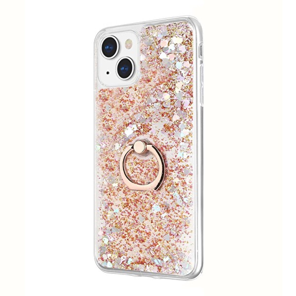 Microsonic Apple Iphone 15 Plus Kılıf Glitter Liquid Holder Gold
