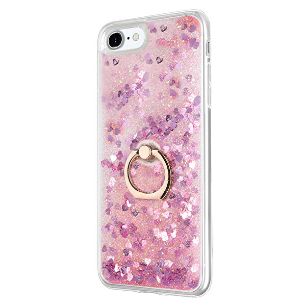 Microsonic Apple Iphone Se 2022 Kılıf Glitter Liquid Holder Pembe