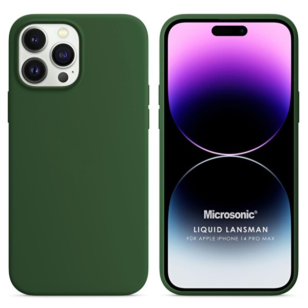 Microsonic Apple Iphone 14 Pro Max Kılıf Liquid Lansman Silikon Koyu Yeşil