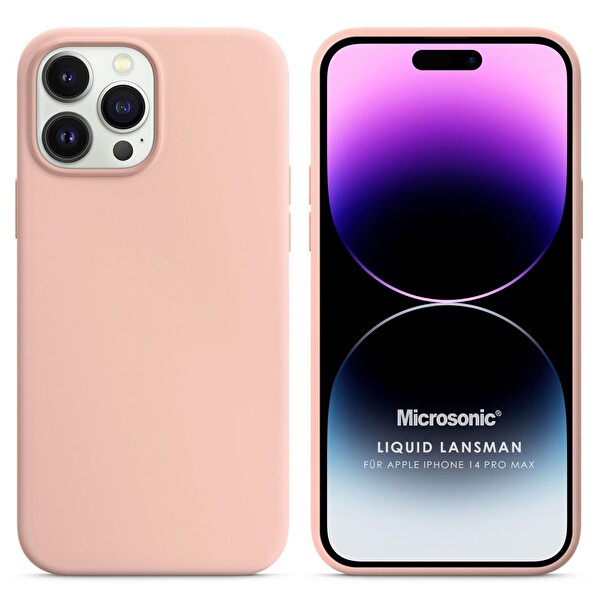 Microsonic Apple Iphone 14 Pro Max Kılıf Liquid Lansman Silikon Kum Pembesi