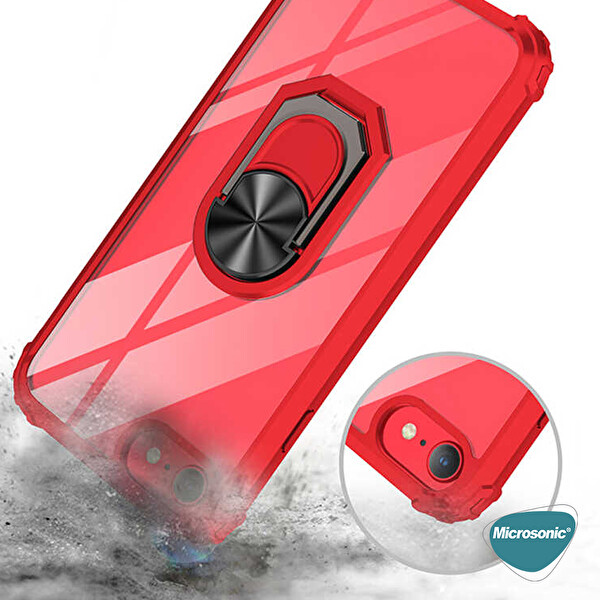 Microsonic Apple Iphone Se 2022 Kılıf Grande Clear Ring Holder Lacivert
