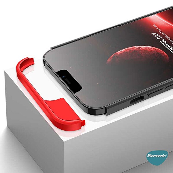 Microsonic Apple Iphone 13 Pro Kılıf Double Dip 360 Protective Siyah Mavi