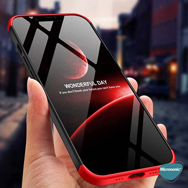 Microsonic Apple Iphone 13 Pro Kılıf Double Dip 360 Protective Siyah Mavi