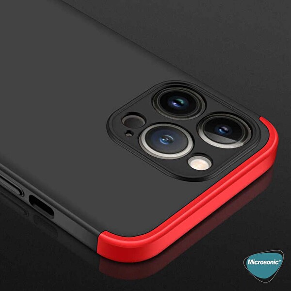 Microsonic Apple Iphone 13 Pro Kılıf Double Dip 360 Protective Siyah Mavi