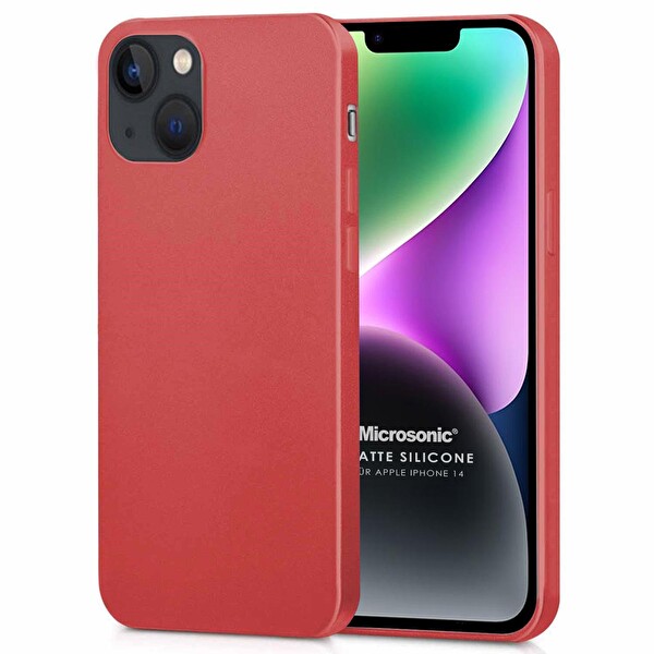 Microsonic Matte Silicone Apple Iphone 14 Kılıf Kırmızı