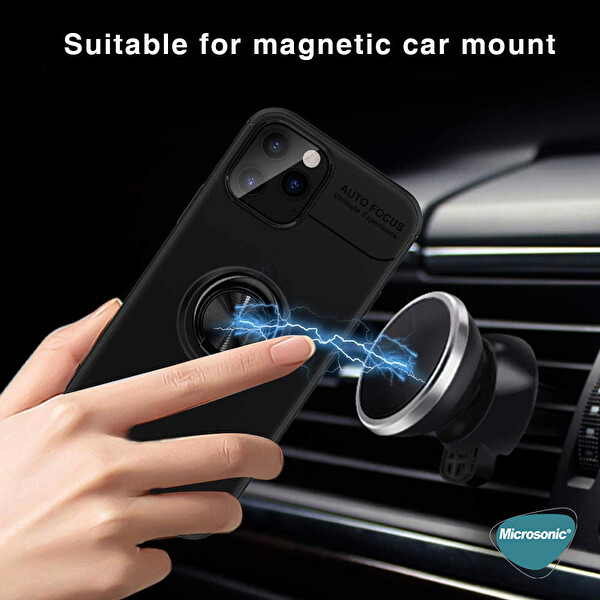 Microsonic Apple Iphone 12 Pro Kılıf Kickstand Ring Holder Kırmızı