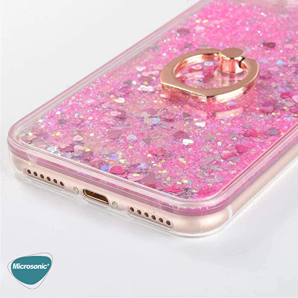 Microsonic Apple Iphone 12 Kılıf Glitter Liquid Holder Mor