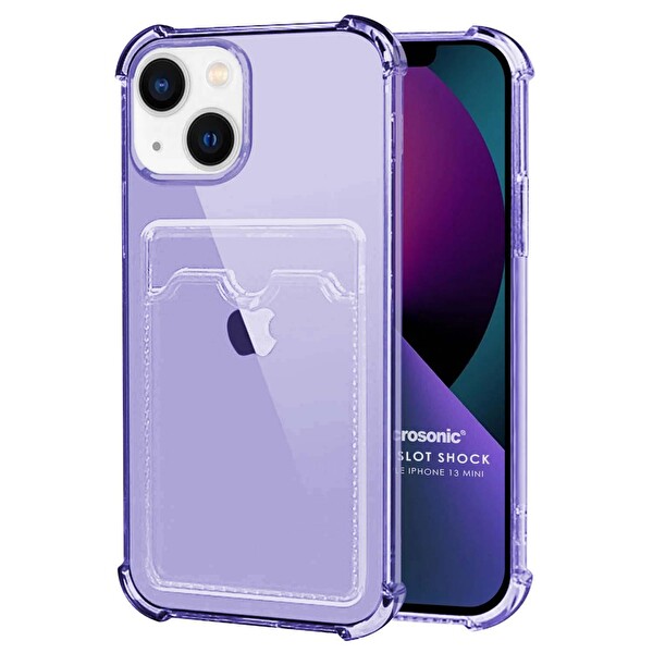 Microsonic Apple Iphone 13 Mini Card Slot Shock Kılıf Lila