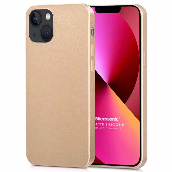 Microsonic Matte Silicone Apple Iphone 13 Kılıf Gold