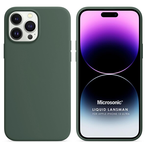 Microsonic Apple Iphone 15 Pro Max Kılıf Liquid Lansman Silikon Yeşil